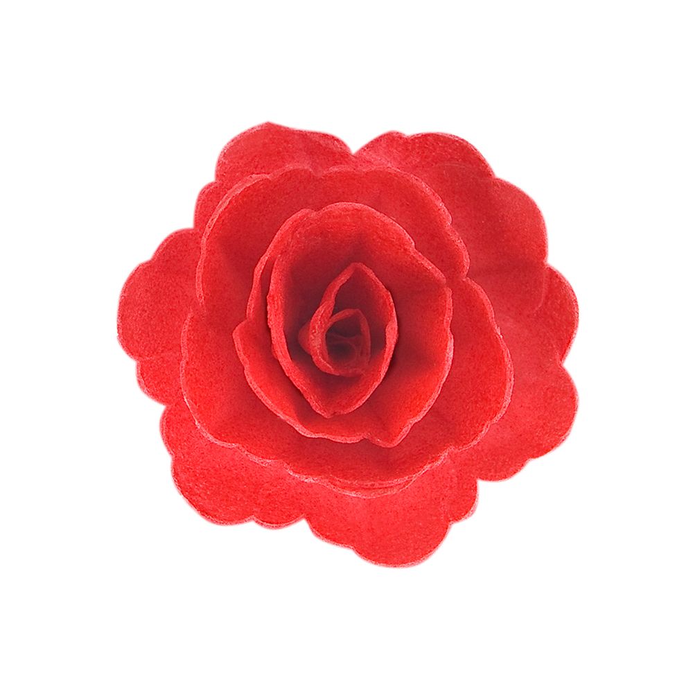 Dekoracja waflowa Róża chińska średnia - Rose Decor - 3D, czerwona, 18 szt.
