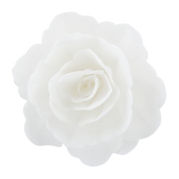 Dekoracja waflowa Róża chińska średnia - Rose Decor - 3D, biała, 18 szt.