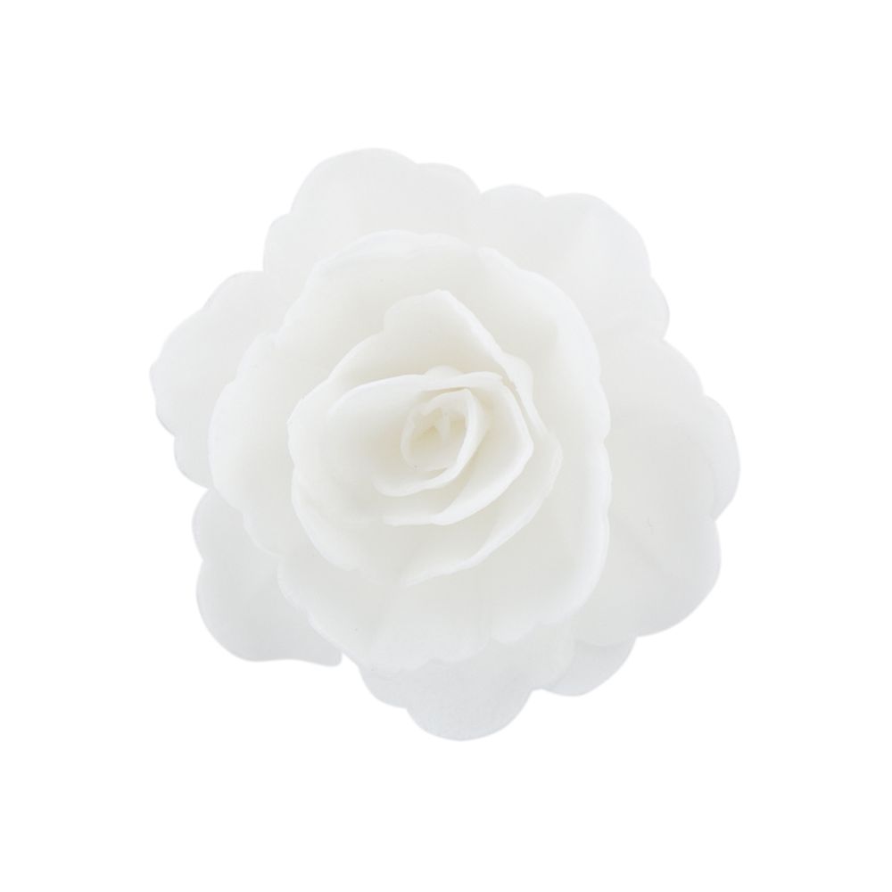 Dekoracja waflowa Róża chińska średnia - Rose Decor - 3D, biała, 18 szt.