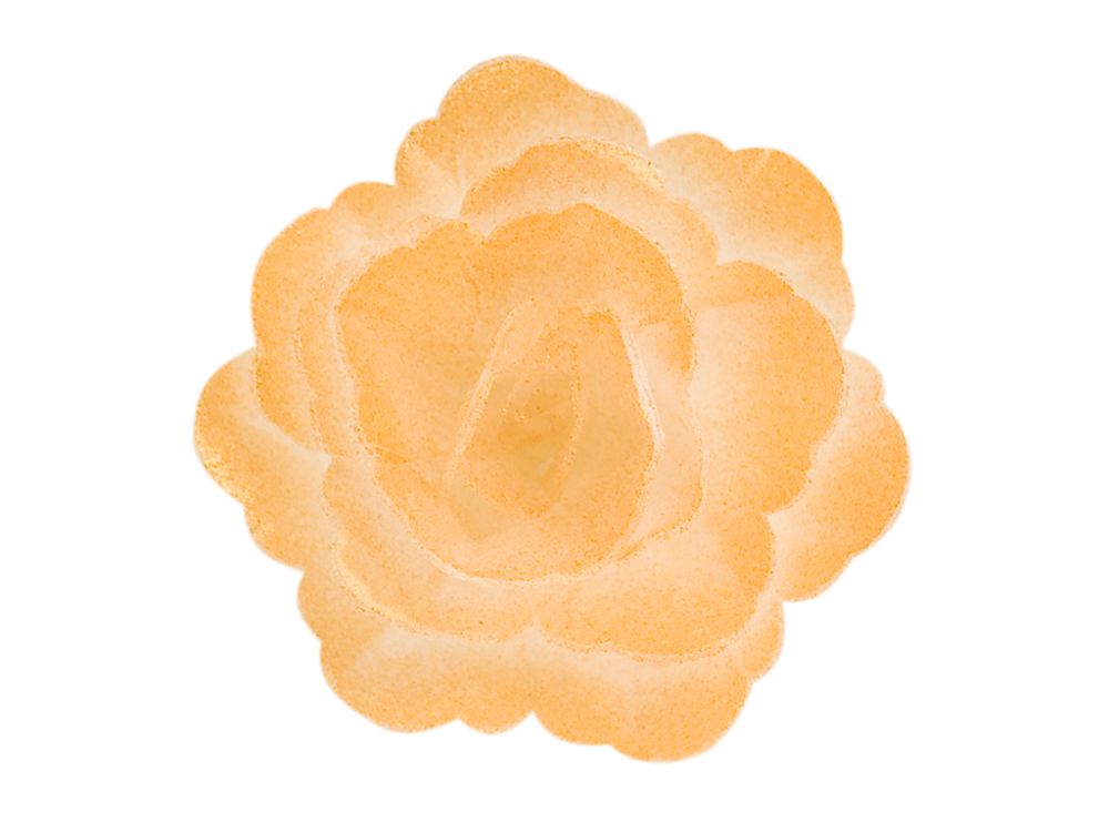Waffle decoration Medium Chinese rose - Rose Decor - 3D, gold, 18 pcs.
