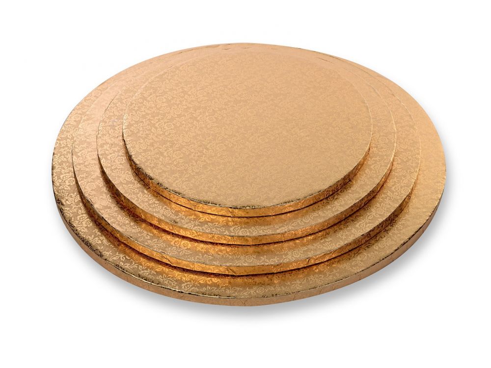 Round cake base - Modecor - gold, 25 cm