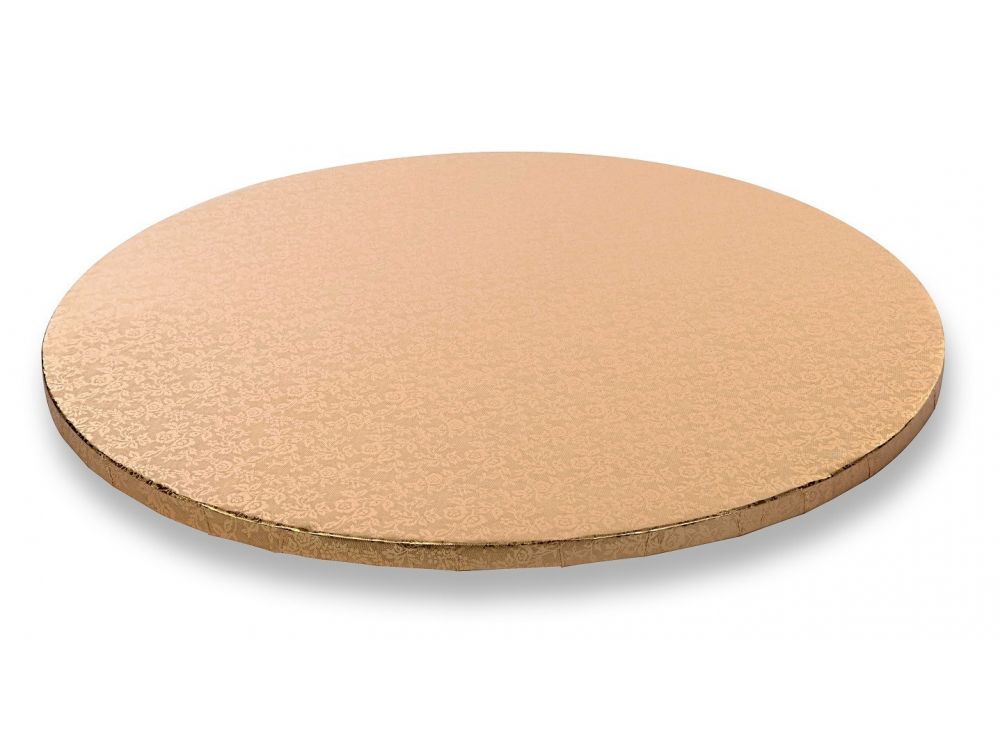 Podkład pod tort okrągły - Modecor - złoty, 25 cm