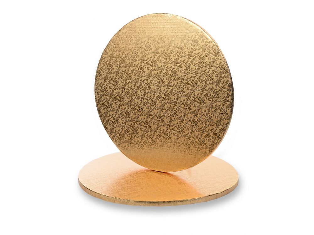 Podkład pod tort okrągły - Modecor - złoty, 30 cm