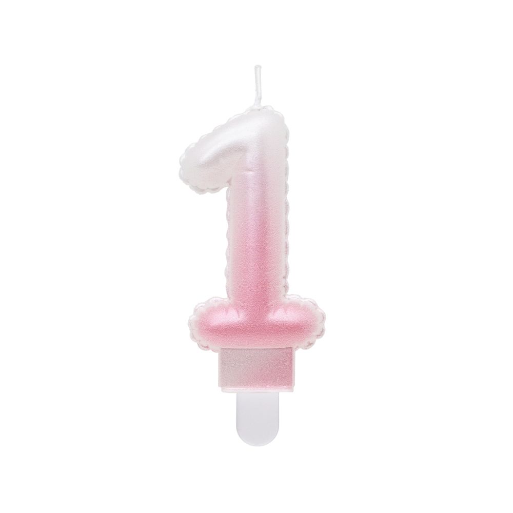 Birthday candle number 1 - GoDan - white-pink ombre