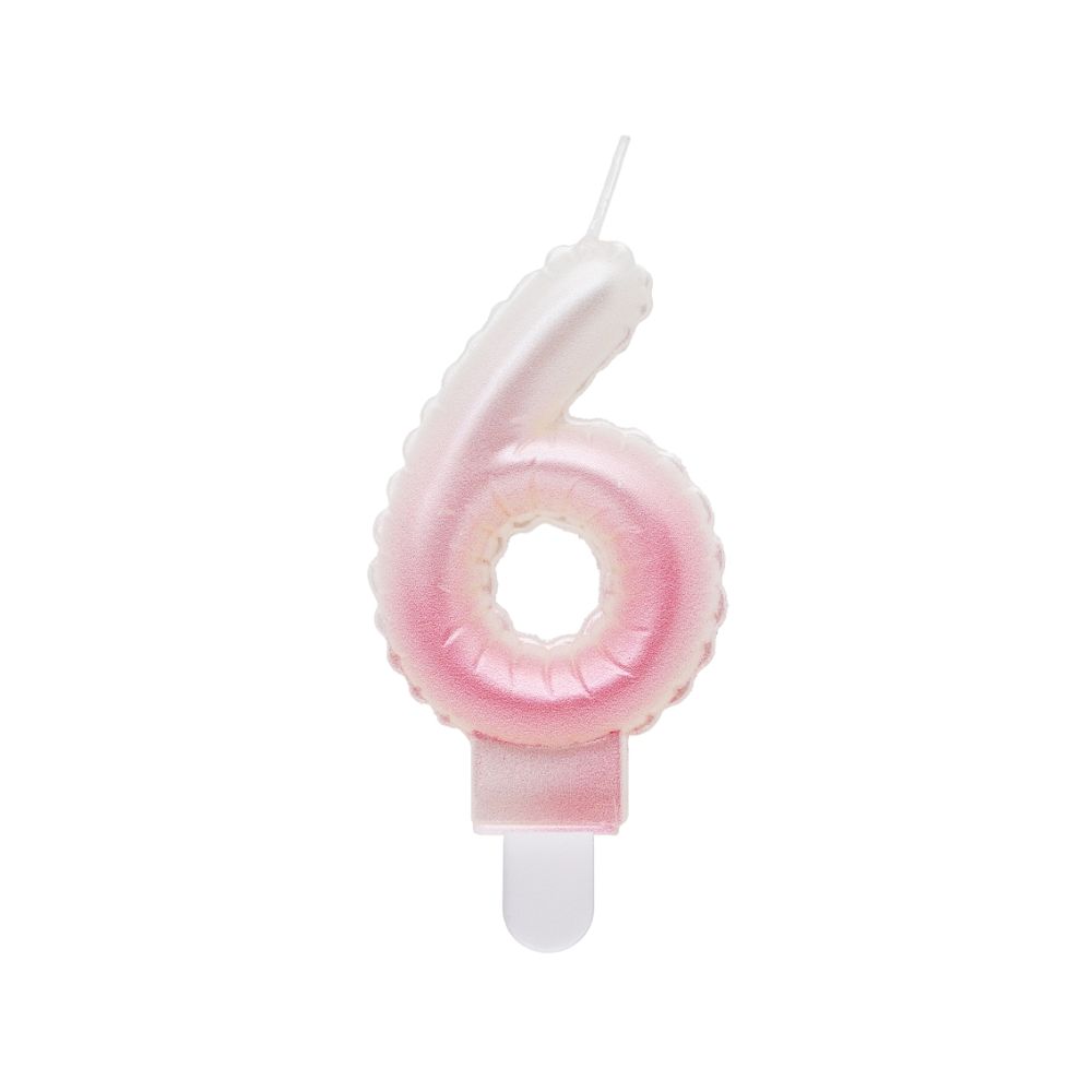 Birthday candle number 6 - GoDan - white-pink ombre