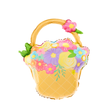 Foil balloon Basket with flowers - 53 x 69 cm