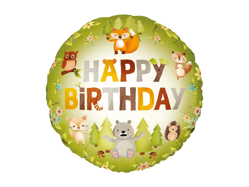 Foil balloon Forest Friends - Happy Birthday 45 cm