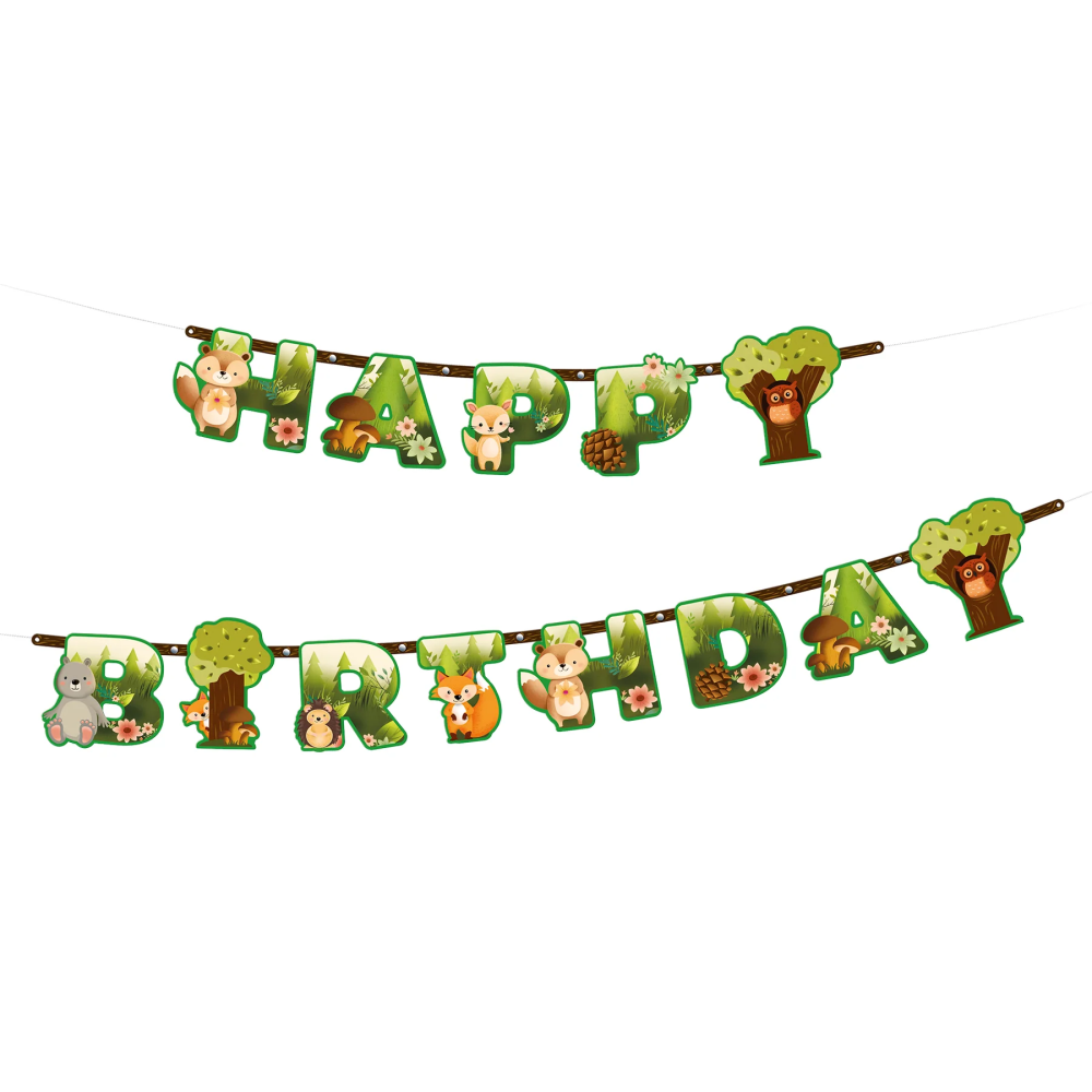 Baner Leśni Przyjaciele - Happy Birthday, 210 cm