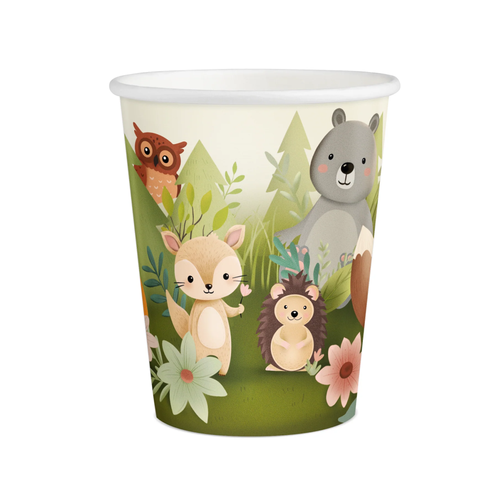 Paper cups Forest Friends - 220 ml, 6 pcs.