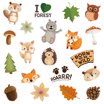 Party flash tattoos - Forest Friends, 20 pcs.