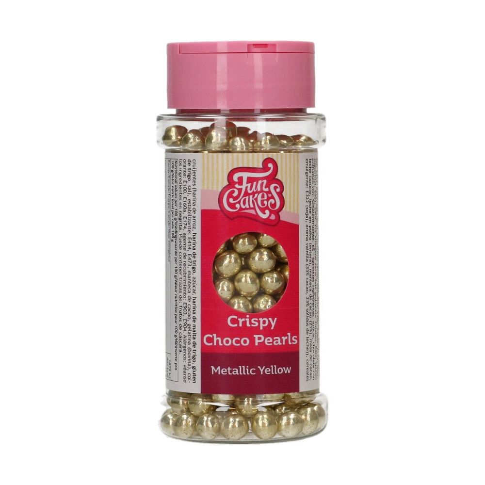 Sugar sprinkles Pearls - FunCakes - Metallic Yellow, 60 g