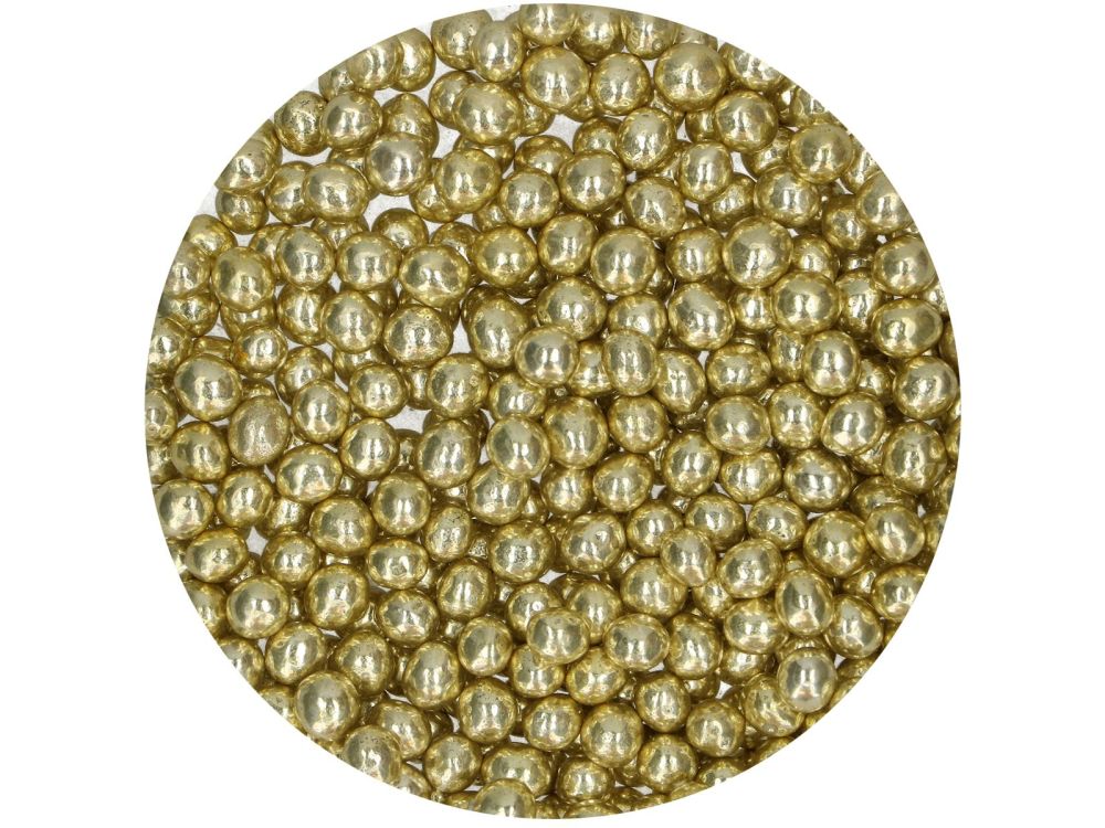 Posypka cukrowa perełki metaliczne - FunCakes - żółte, 60 g