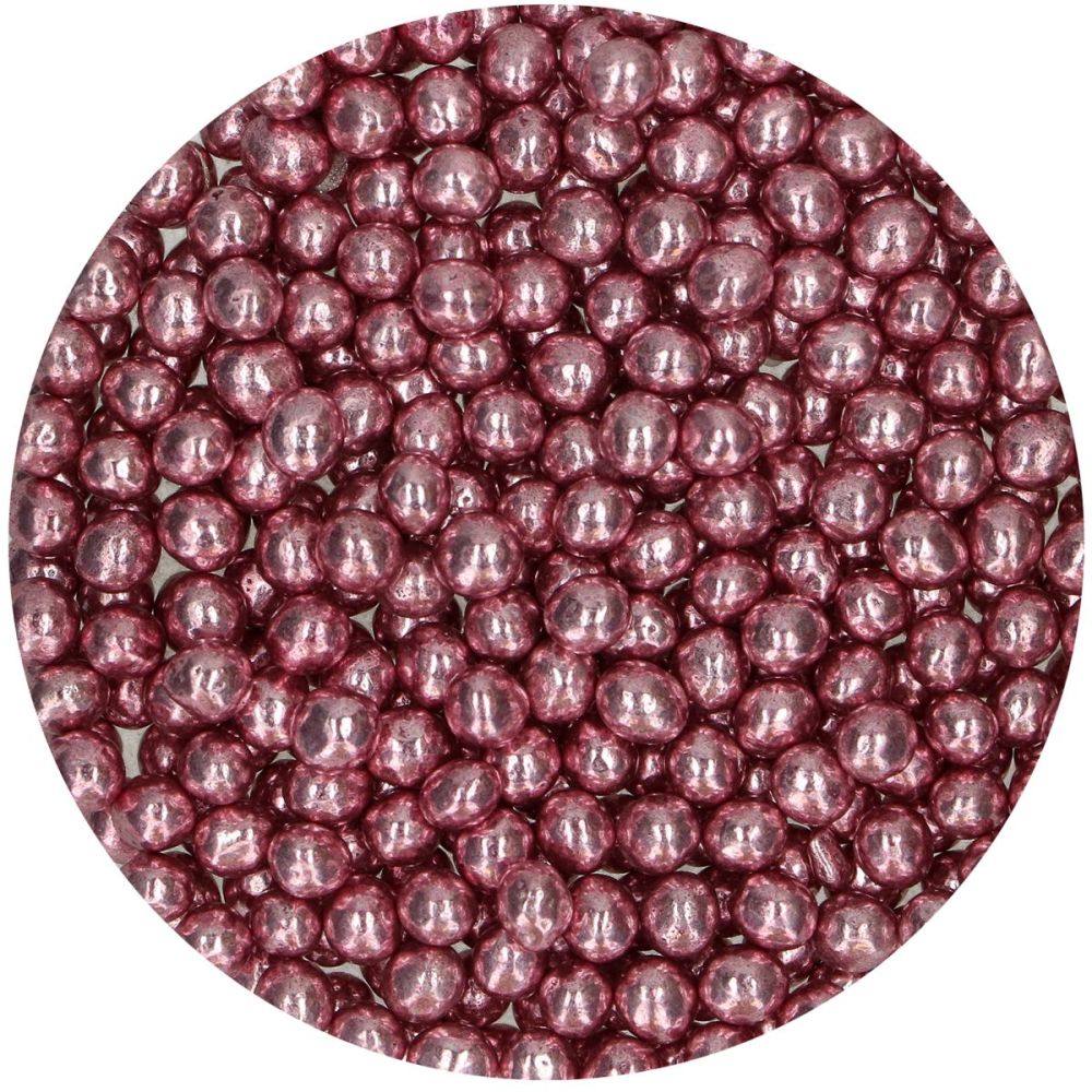 Posypka cukrowa perełki metaliczne - FunCakes - różowe, 60 g