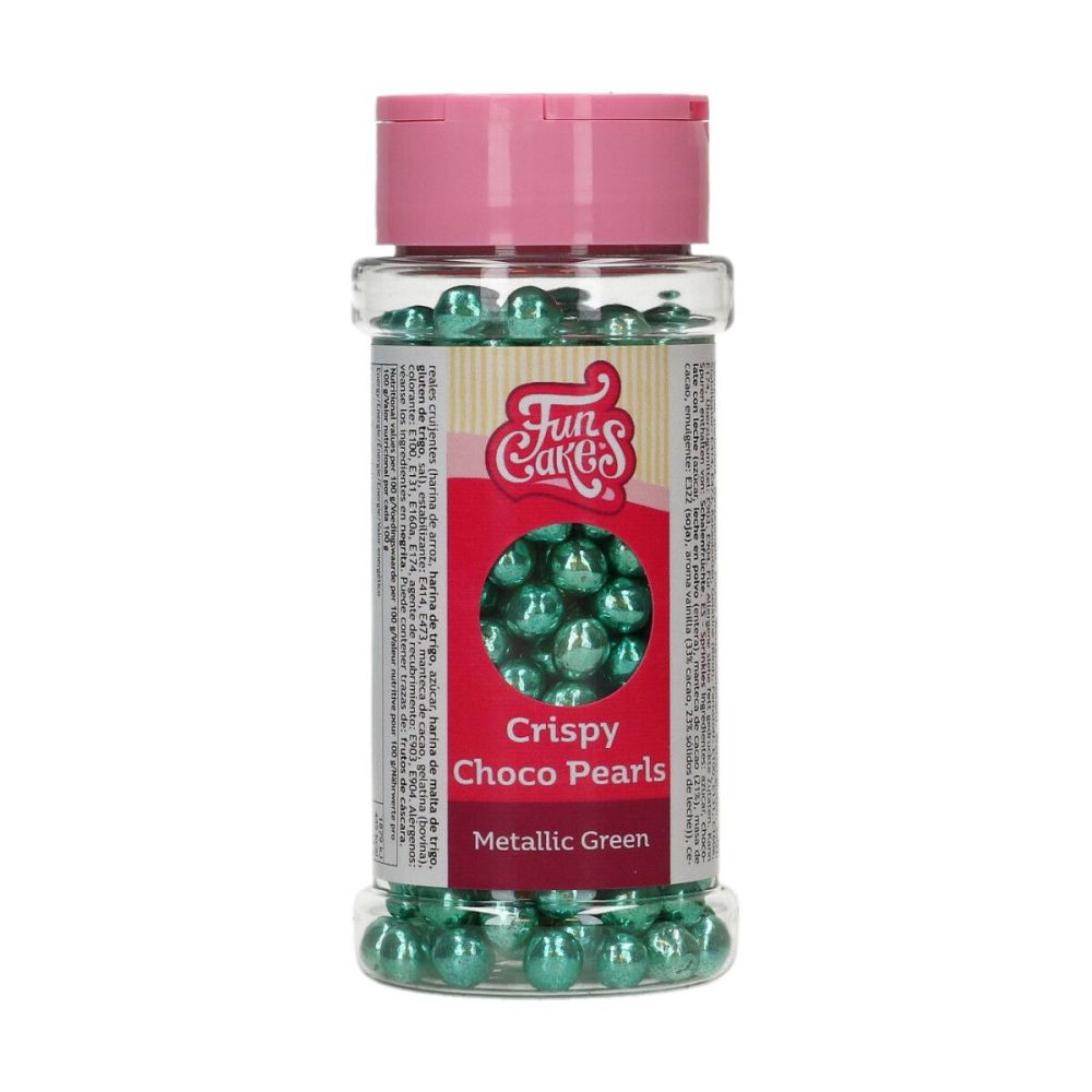 Posypka cukrowa perełki metaliczne - FunCakes - zielone, 60 g