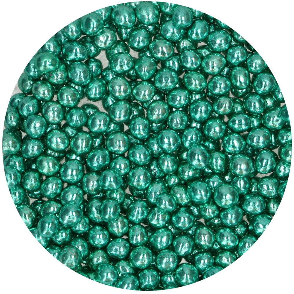 Posypka cukrowa perełki metaliczne - FunCakes - zielone, 60 g