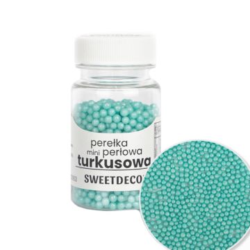 Sugar sprinkles Pearls - Turquoise, 4 mm, 40 g