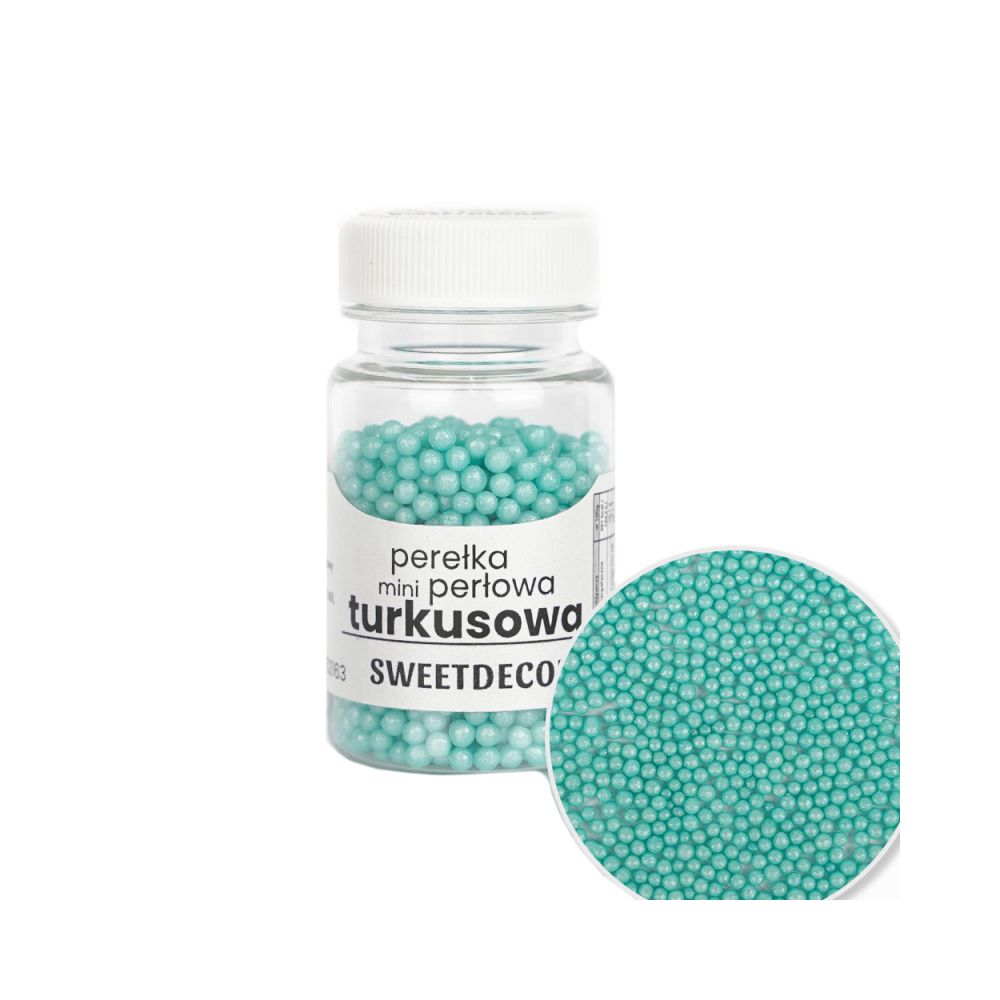 Sugar sprinkles Pearls - Turquoise, 4 mm, 40 g