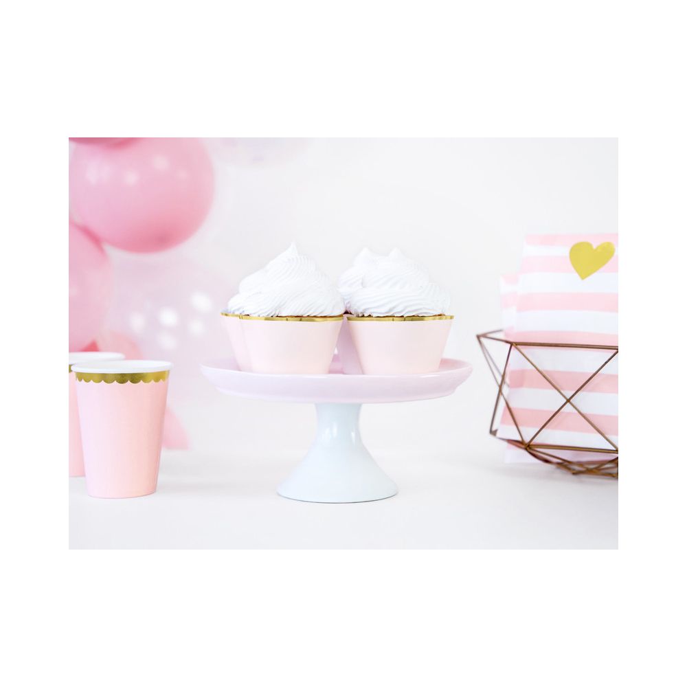 Cupcake wrappers - PartyDeco - pink and gold, 6 pcs.
