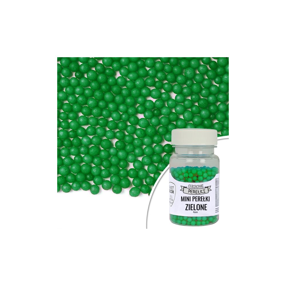 Posypka cukrowa perełki - zielone, 4 mm, 40 g