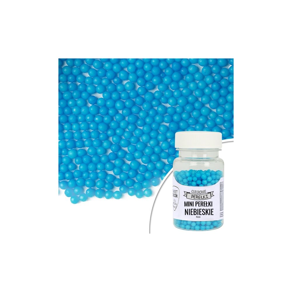 Sugar sprinkles Pearls - Blue, 4 mm, 40 g
