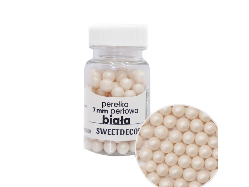 Sugar sprinkles Pearls  - White, 7 mm, 40 g