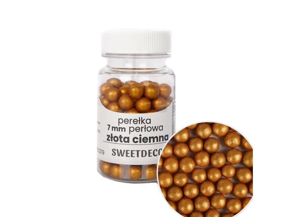 Sugar sprinkles Pearls  - Dark Gold, 7 mm, 40 g