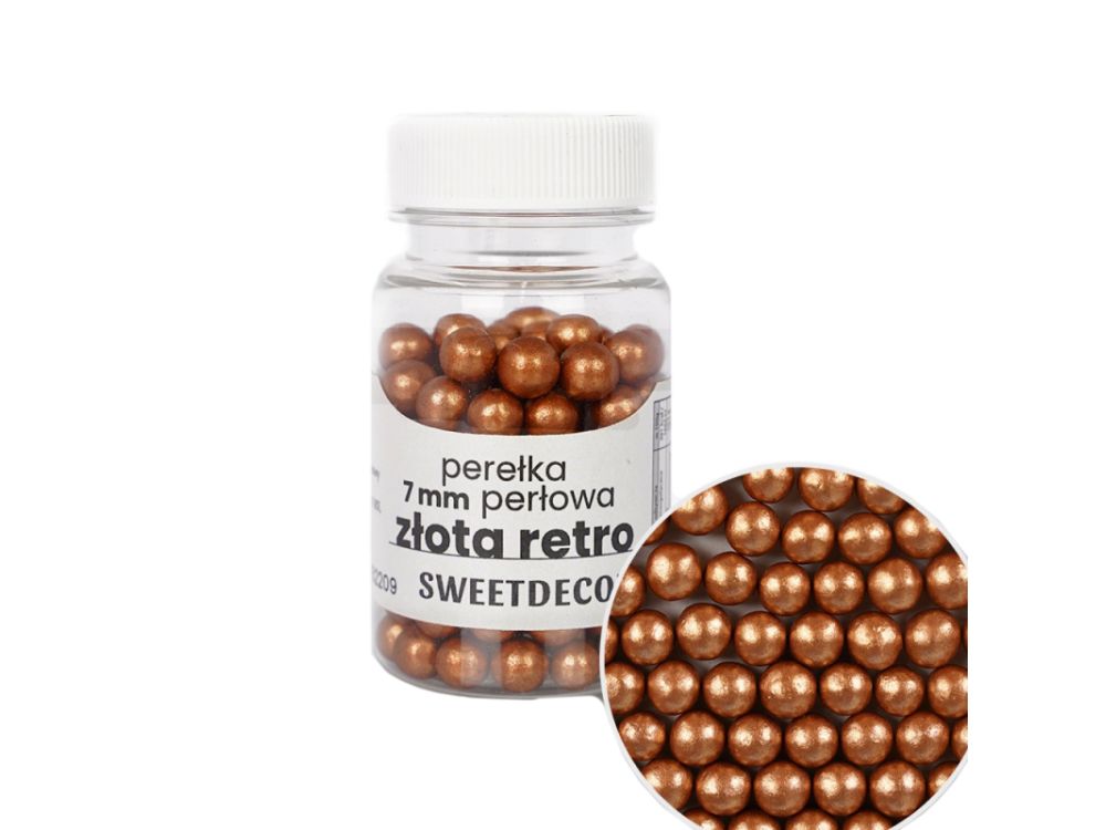 Sugar sprinkles Pearls  - Retro Gold, 7 mm, 40 g