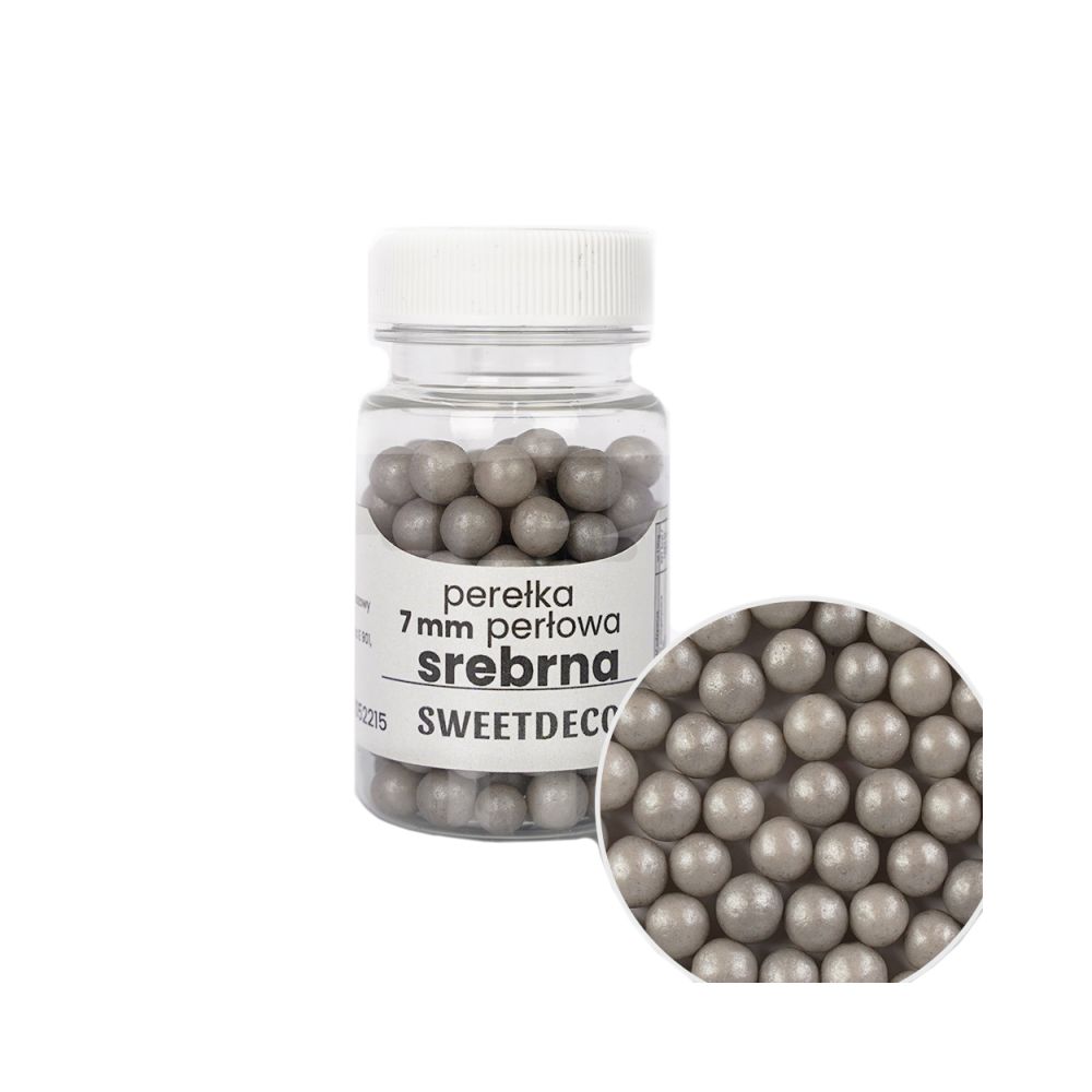 Sugar sprinkles Pearls - Silver, 7 mm, 40 g