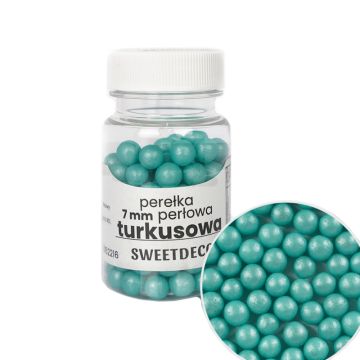 Sugar sprinkles Pearls - Turquoise, 7 mm, 40 g