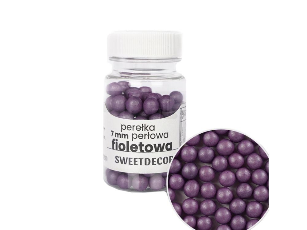 Sugar sprinkles Pearls - Violet, 7 mm, 40 g