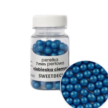 Posypka cukrowa perełki - niebieskie ciemne, 7 mm, 40 g