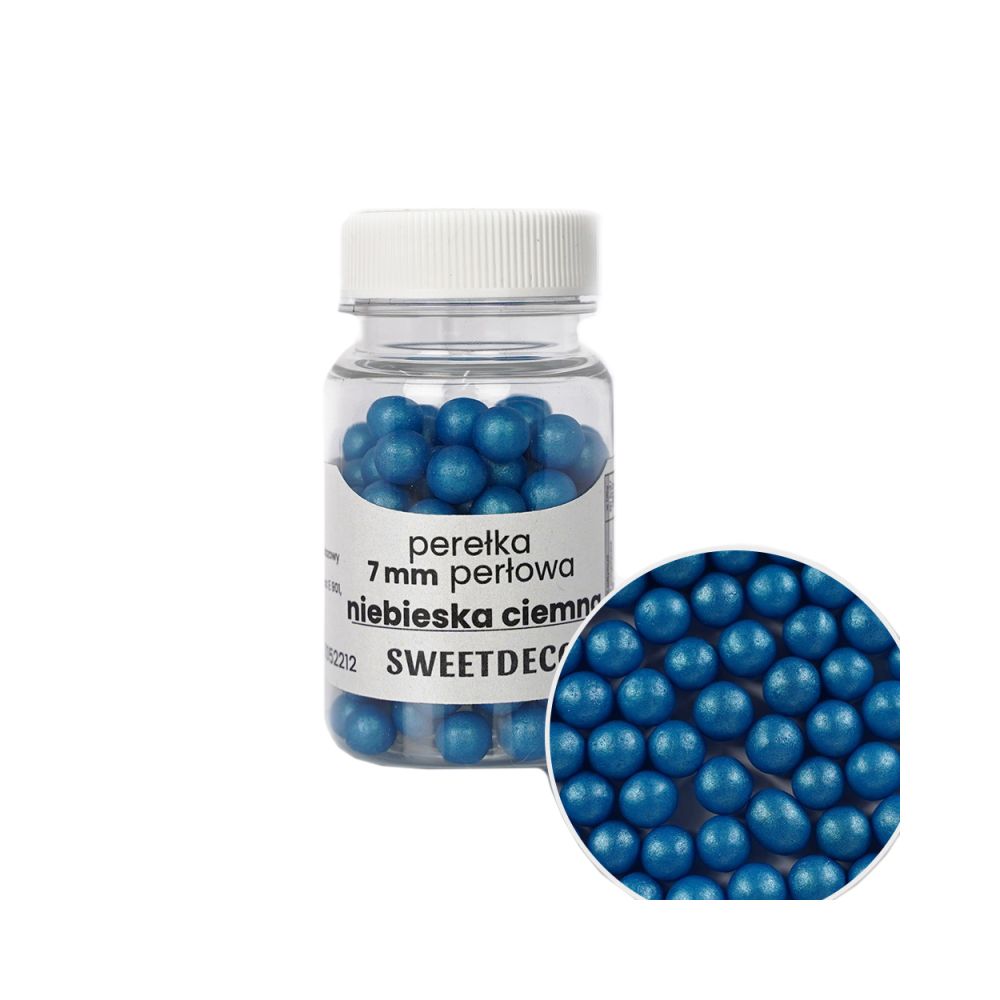 Posypka cukrowa perełki - niebieskie ciemne, 7 mm, 40 g
