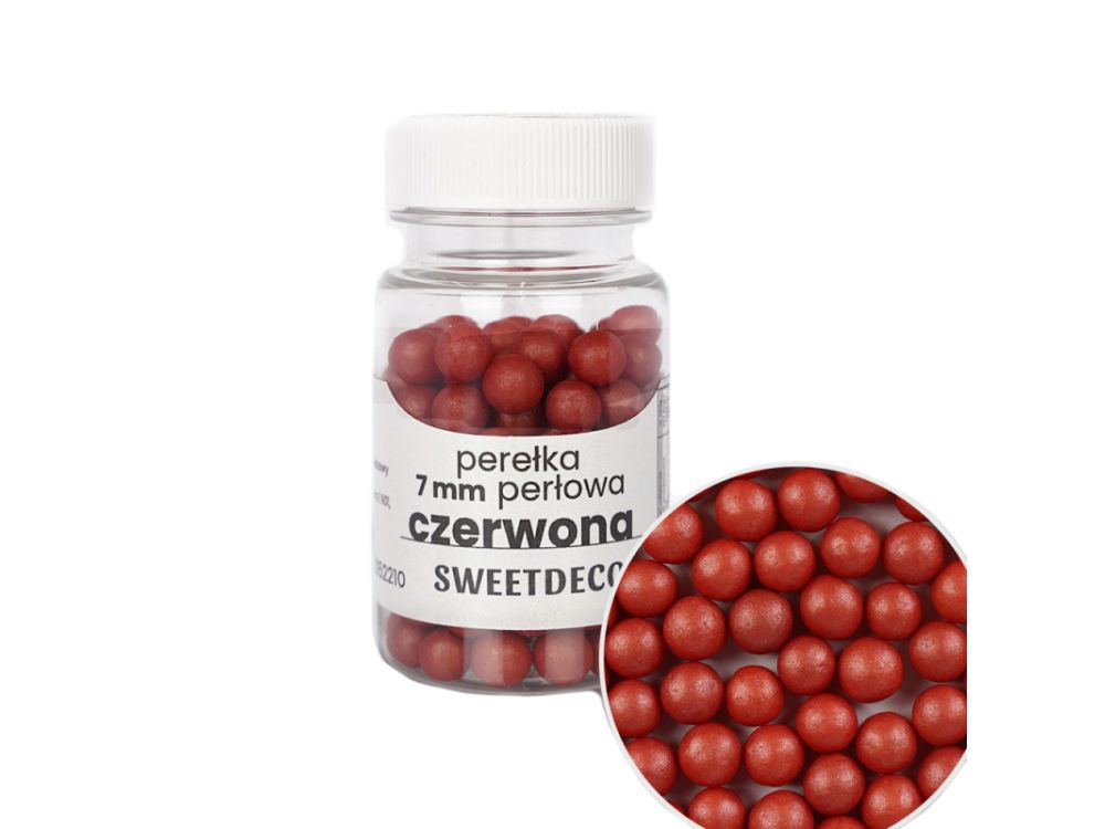 Sugar sprinkles Pearls - Red, 7 mm, 40 g