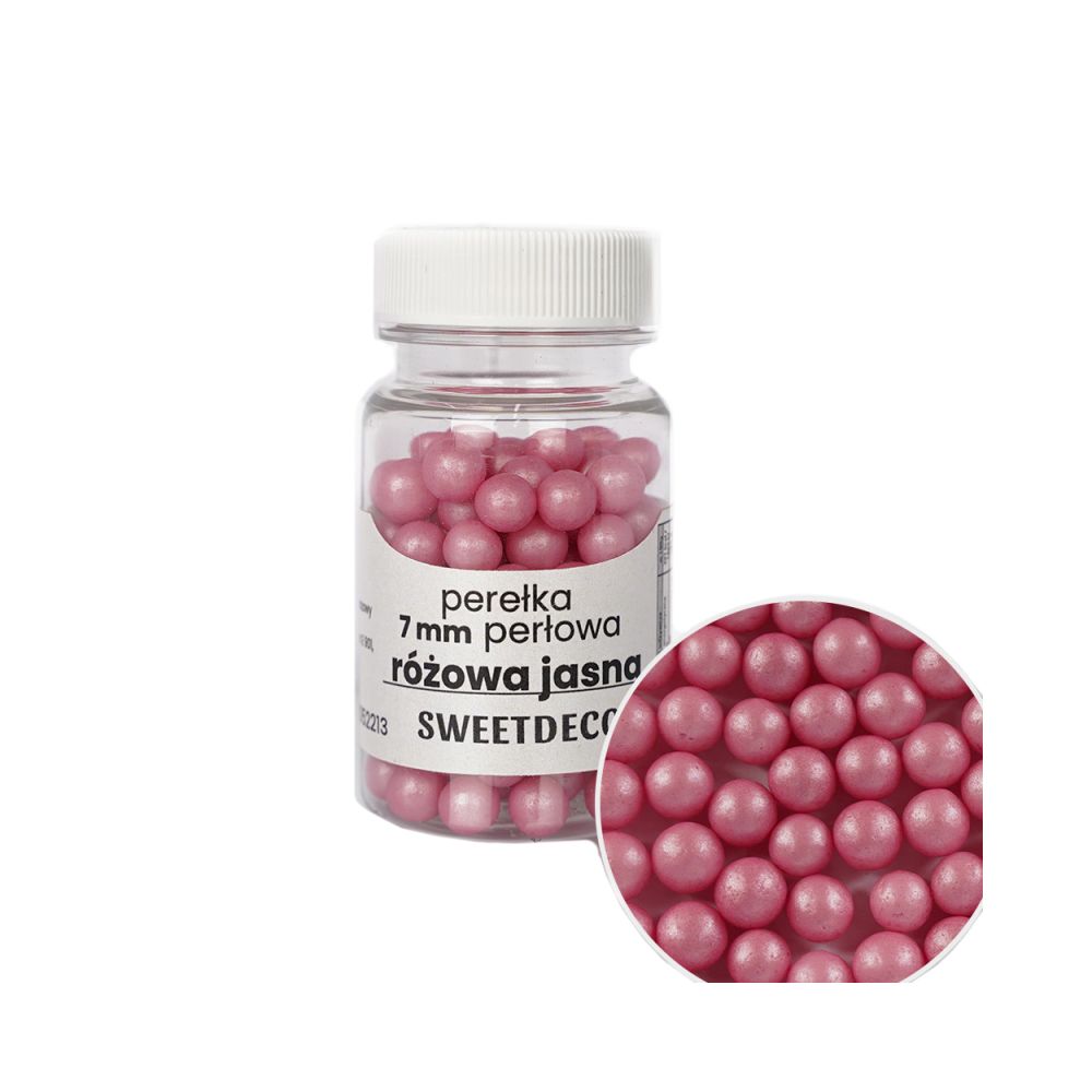 Sugar sprinkles Pearls - Light Pink, 7 mm, 40 g