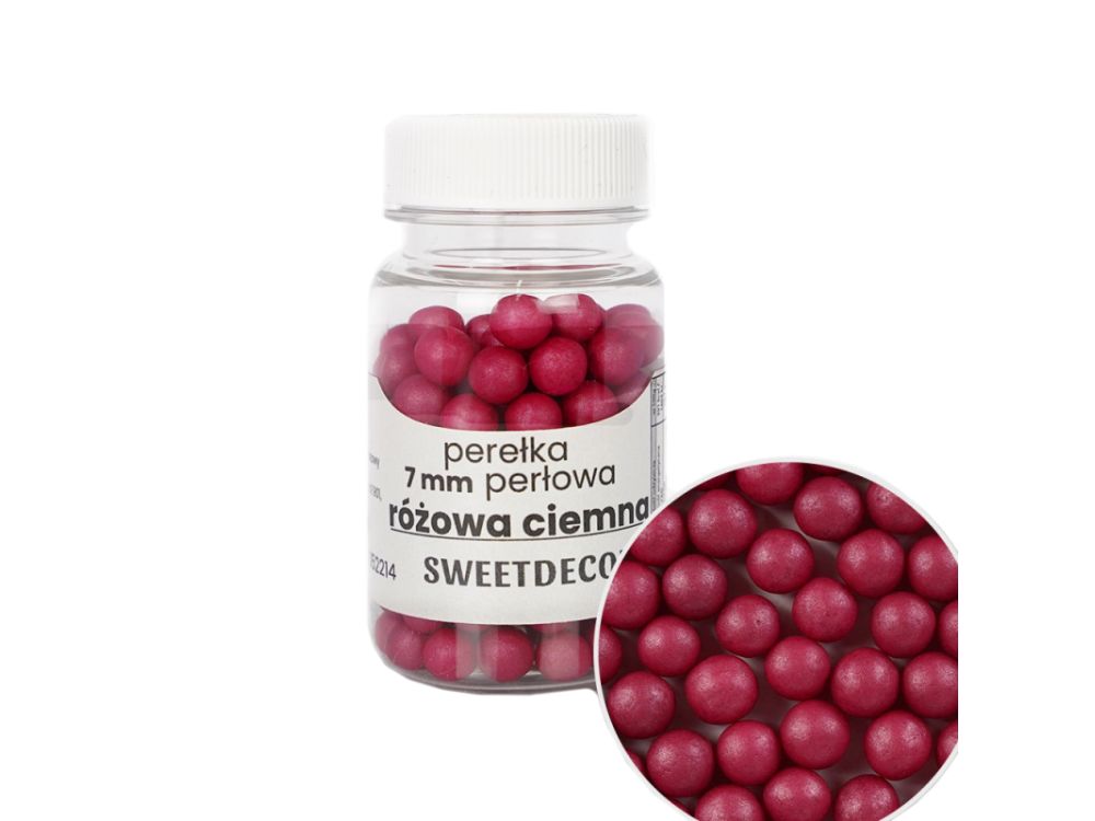 Sugar sprinkles Pearls - Dark Pink, 7 mm, 40 g