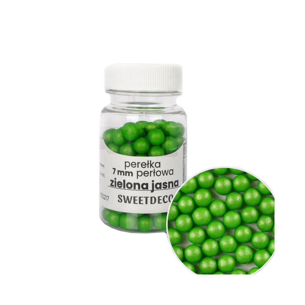 Posypka cukrowa perełki - zielone jasne, 7 mm, 40 g