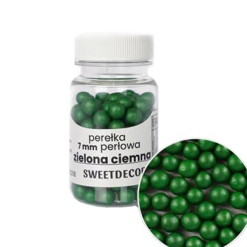Sugar sprinkles Pearls - Dark Green, 7 mm, 40 g