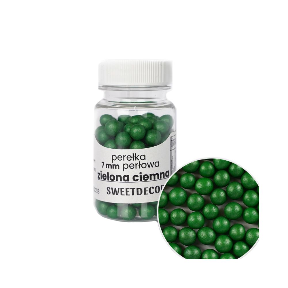 Sugar sprinkles Pearls - Dark Green, 7 mm, 40 g