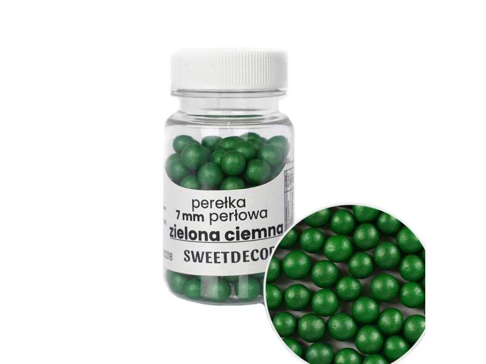Posypka cukrowa perełki - zielone ciemne, 7 mm, 40 g