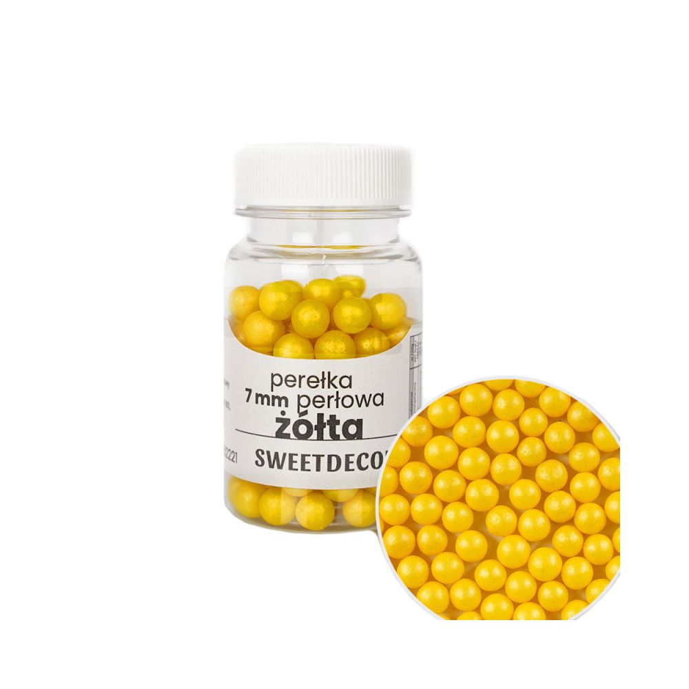 Sugar sprinkles Pearls - Yellow, 7 mm, 40 g