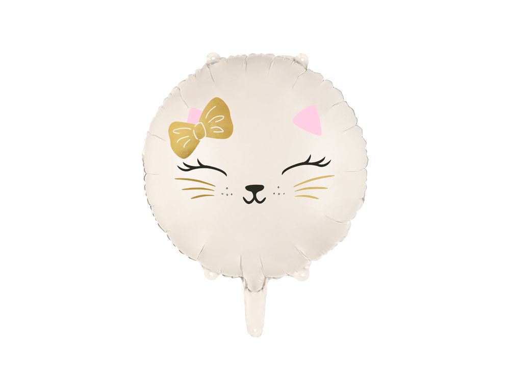 Balon foliowy okrągły Kot - PartyDeco - 35 cm