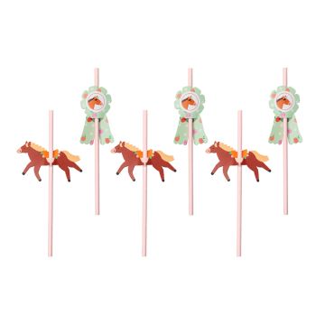 Paper straws Horses - PartyDeco - 19.5 cm, 6 pcs.