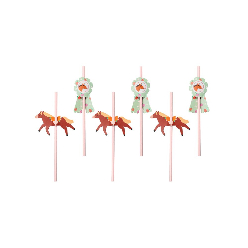 Paper straws Horses - PartyDeco - 19.5 cm, 6 pcs.