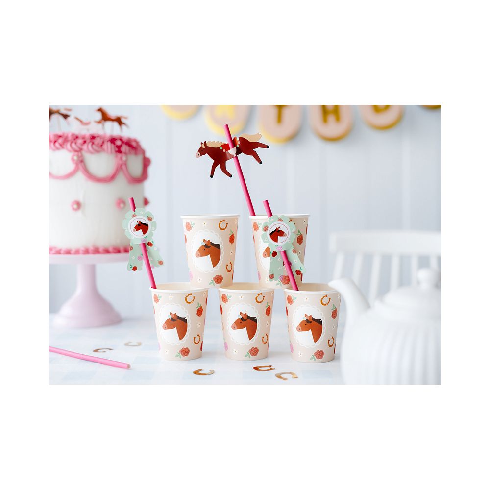 Paper straws Horses - PartyDeco - 19.5 cm, 6 pcs.