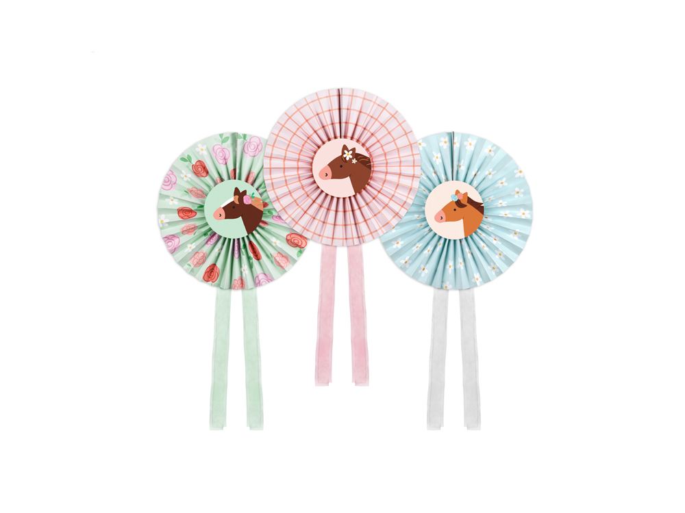Decorative rosettes Horses - PartyDeco - 3 pcs.