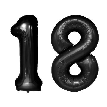Birthday foil balloons Number 18 - black