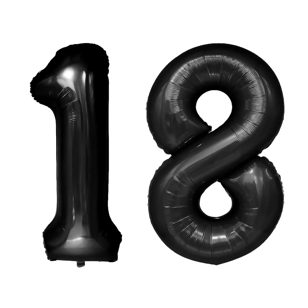 Balony foliowe urodzinowe Liczba 18 - czarne