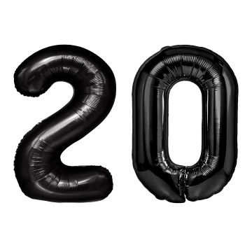 Balony foliowe urodzinowe Liczba 20 - czarne