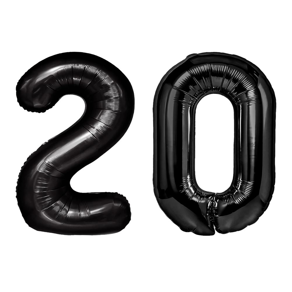 Birthday foil balloons Number 20 - black