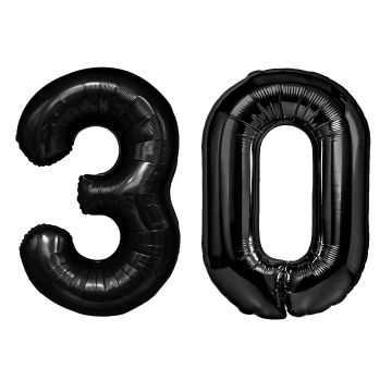 Birthday foil balloons Number 30 - black